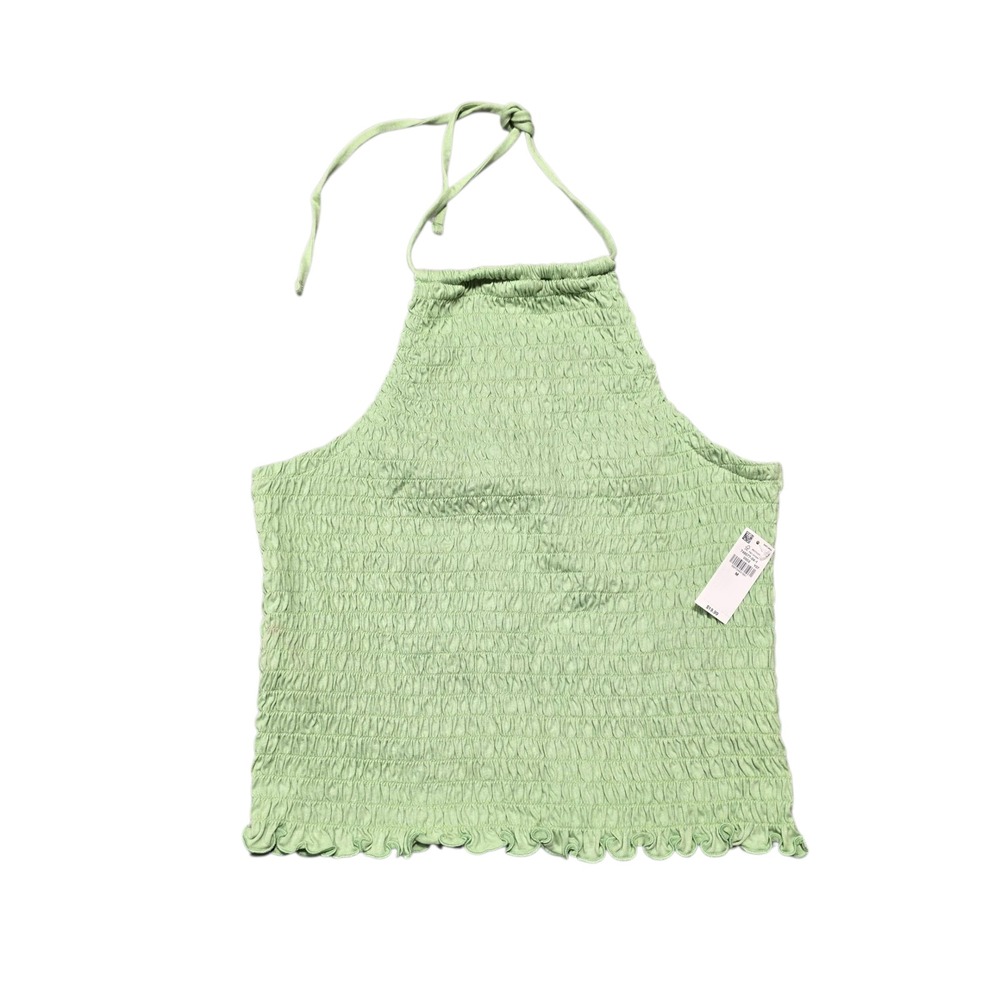 NEW Old Navy Womens Halter Top‎ Green Smocked Ruffle Trim Sleeveless - Size M